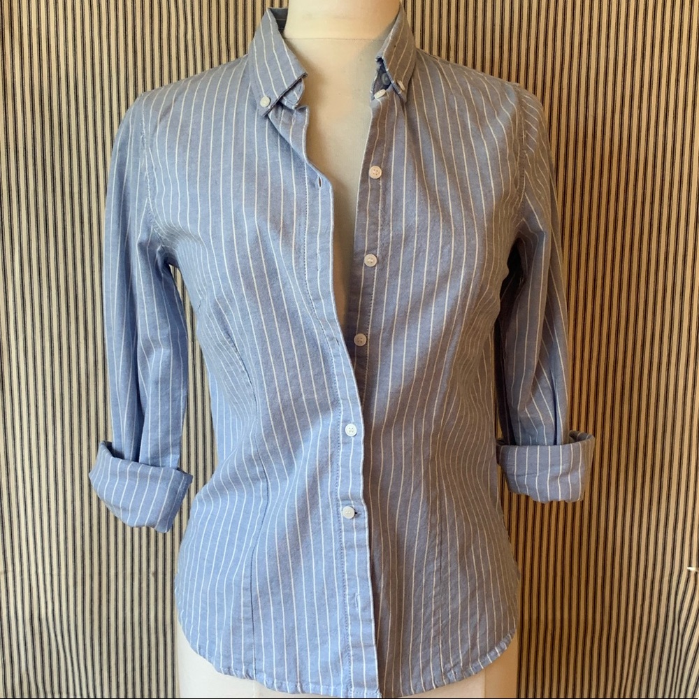 Blue and White Striped Button Down